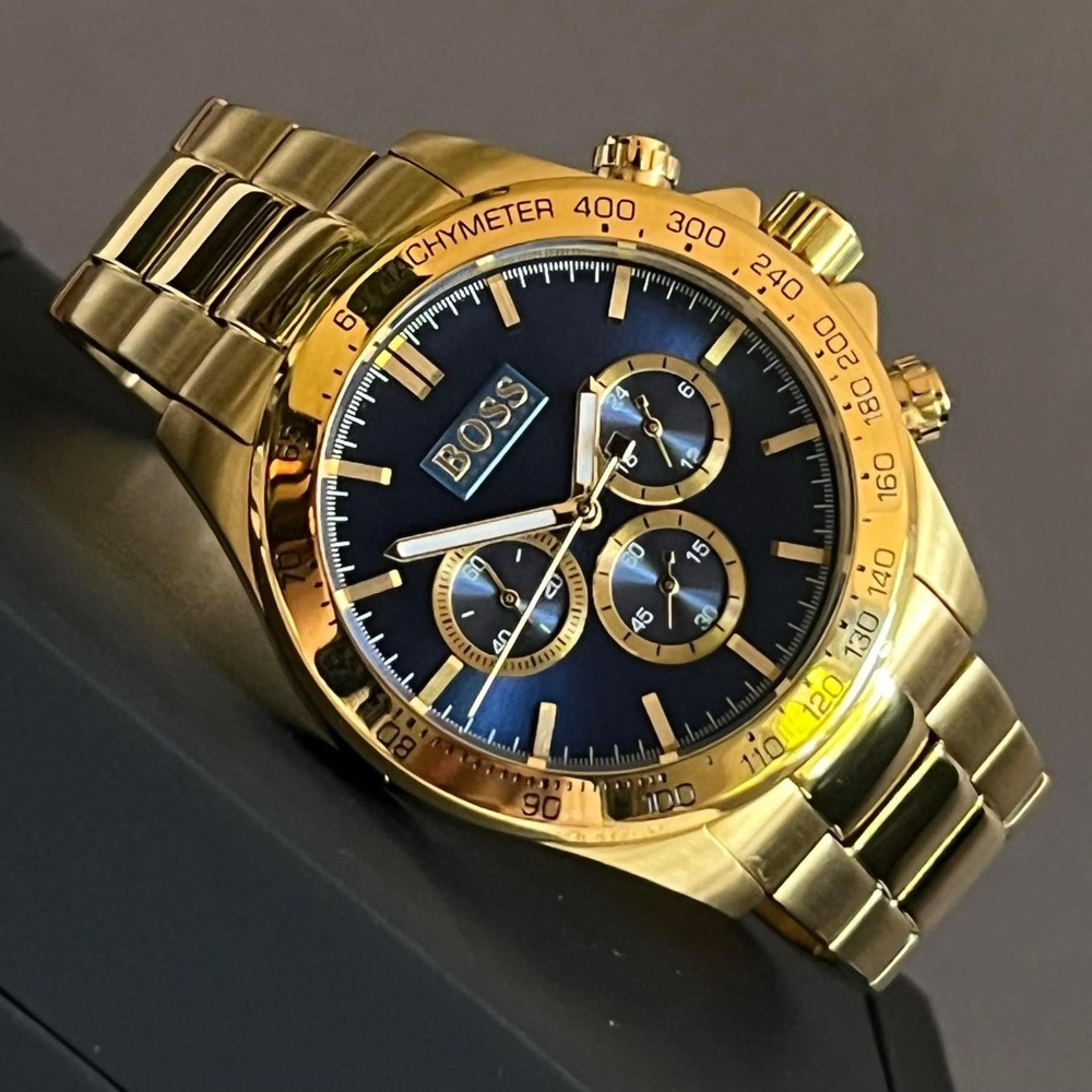 HB1513340 - Hugo Boss Men’s Ikon Chronograph Gold-Tone Blue Dial Watch - Picture 3 of 12